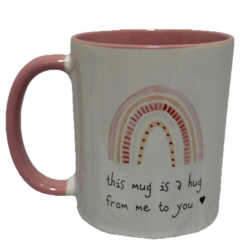 Rainbow "This Mug Is A Hug From Me To You" Heart Love Coffee Cup NEW Without Tag